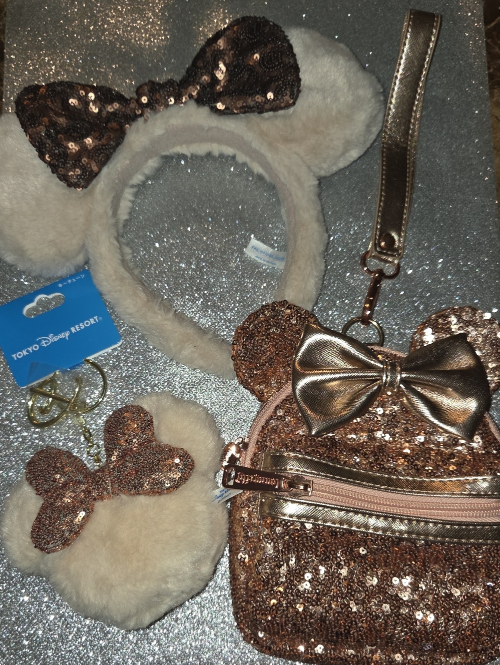 Tokyo Disney Resort Sequin Minnie Ears Accessory Set - Rose Gold
